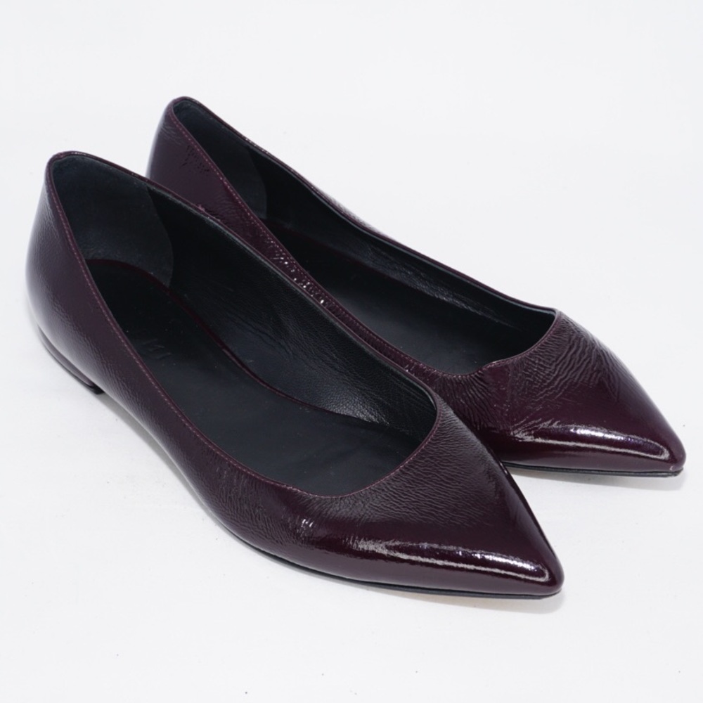 M. Gemi Dark Purple Pointed Toe Leather Flats, Size 8.5